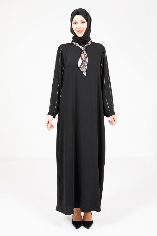 FULARLI LEOPAR BİYELİ ELBİSE