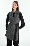 TWEED DESENLİ KUŞAKLI YELEKLİ