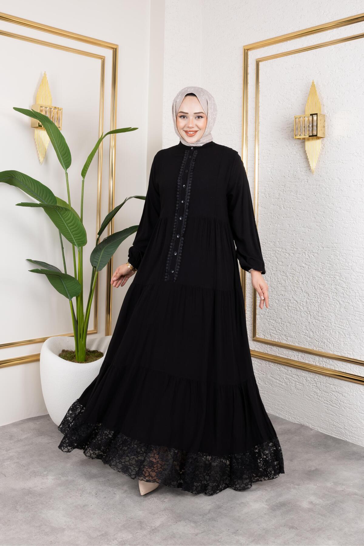 GÜPÜRLÜ DANTELLİ ELBİSE