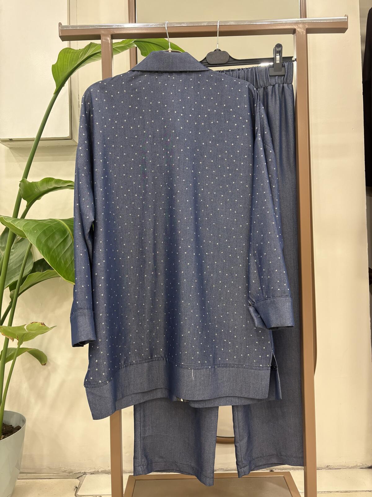 TAŞLI FERMUARLI TENCEL TAKIM