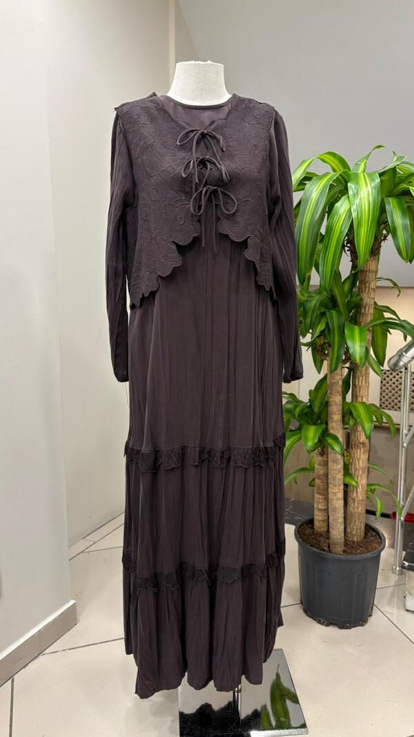 PAPATYA YELEKLİ ELBİSE