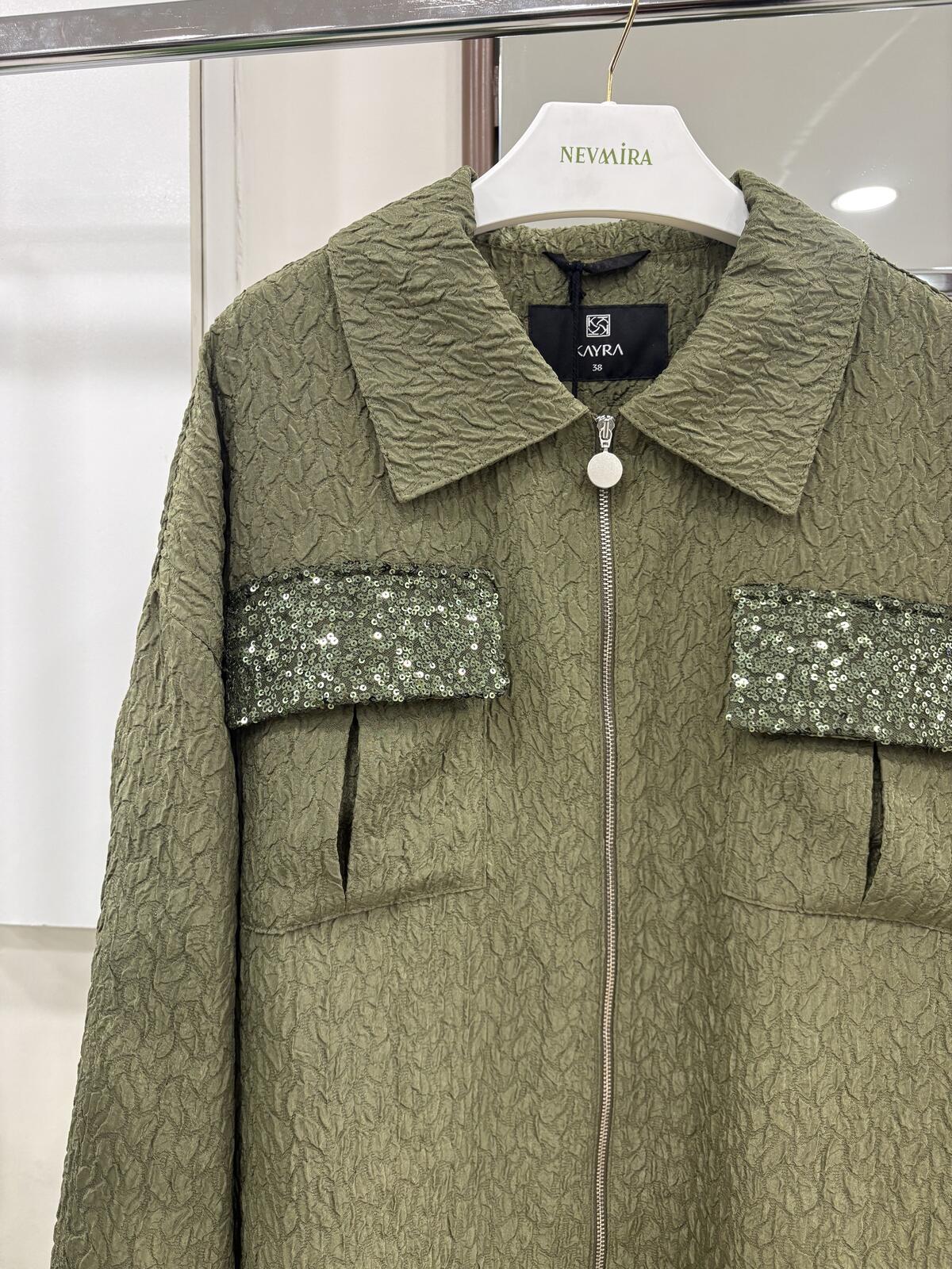 PAYET GARNİLİ FERMUARLI CEKET