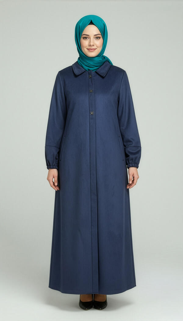 GÖMLEK YAKA KOL LASTİKLİ SÜET FERACE