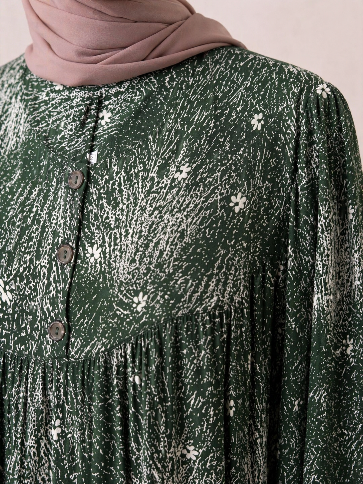 YUVARLAK ROBA DESENLİ VİSKON ELBİSE