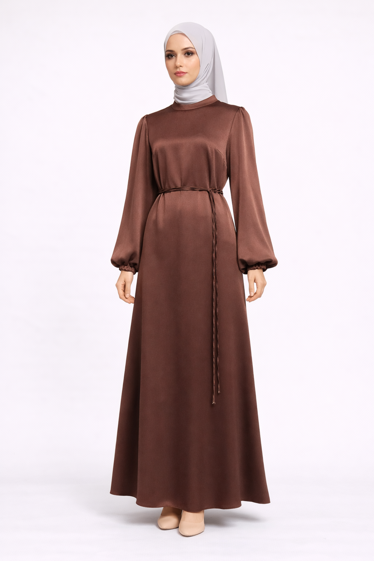 BALON KOL DÜZ ELBİSE