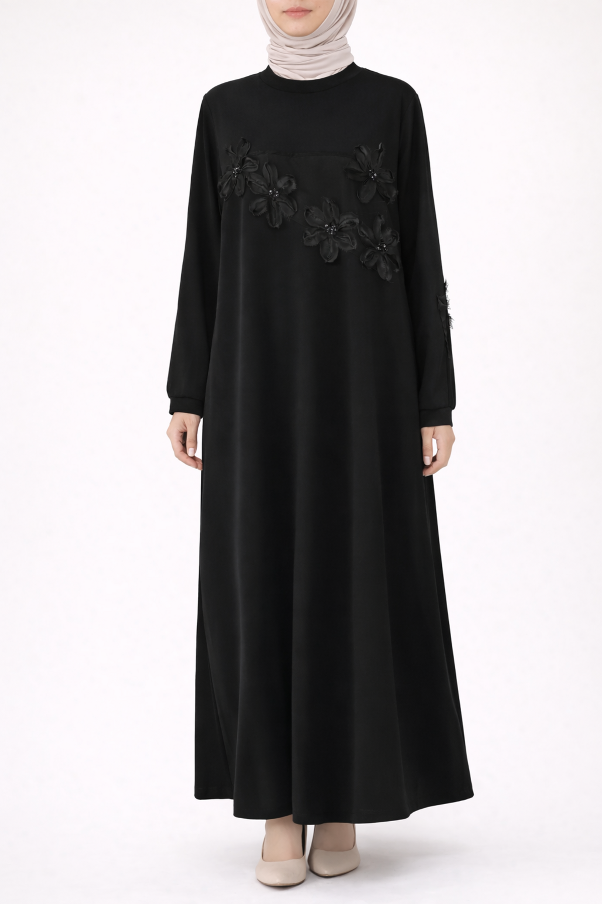 *LAZER KESİM ÇİÇEKLİ ELBİSE