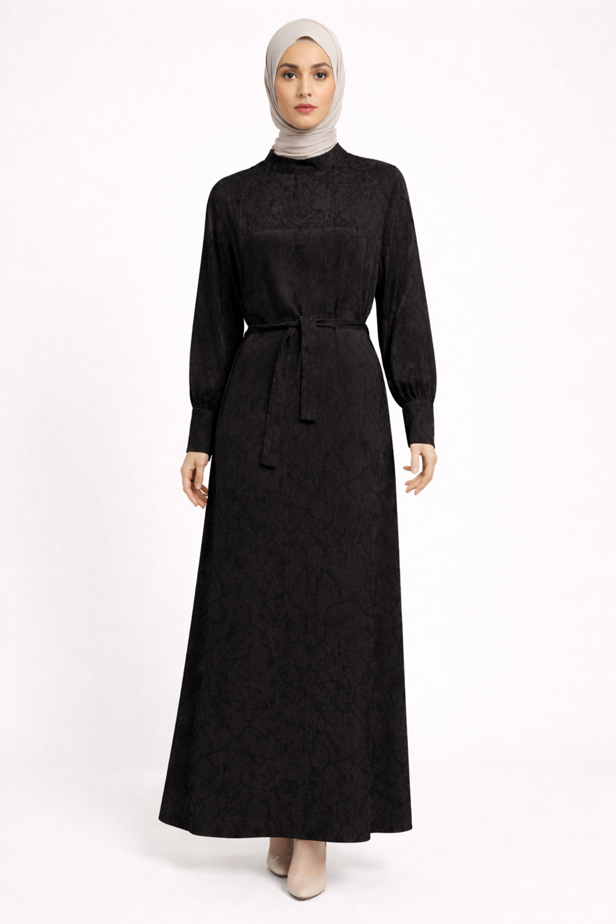 YAN PİLELİ KEMERLİ KUPRA ELBİSE