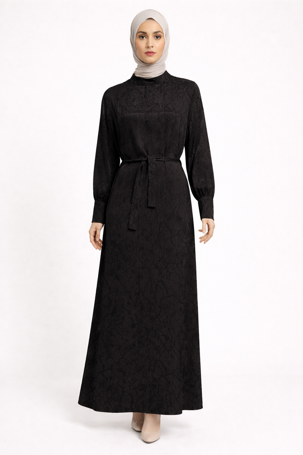 YAN PİLELİ KEMERLİ KUPRA ELBİSE