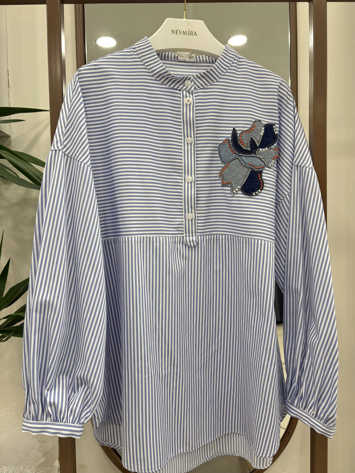 NAKIŞ APLİKELİ ÇİZGİLİ TUNİK