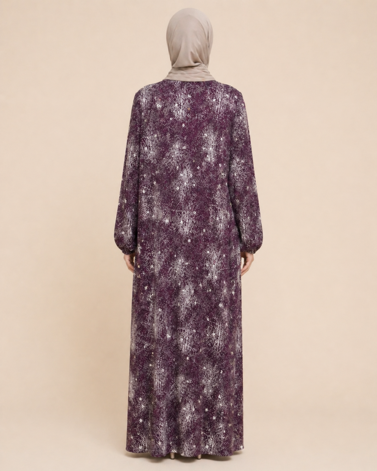 PARÇALI DESENLİ VİSKON ELBİSE