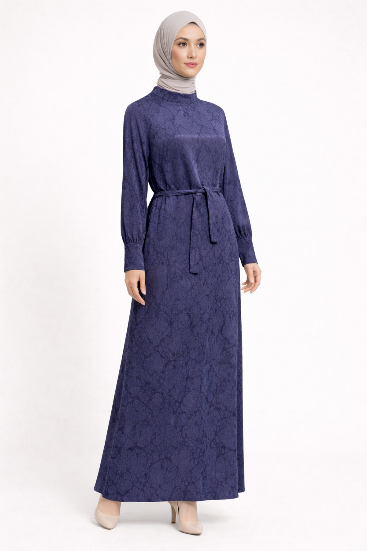 YAN PİLELİ KEMERLİ KUPRA ELBİSE