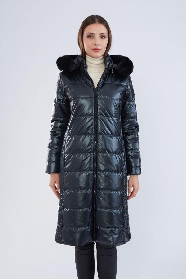 KAPŞONU KÜRK DETAYLI ŞİŞME MONT