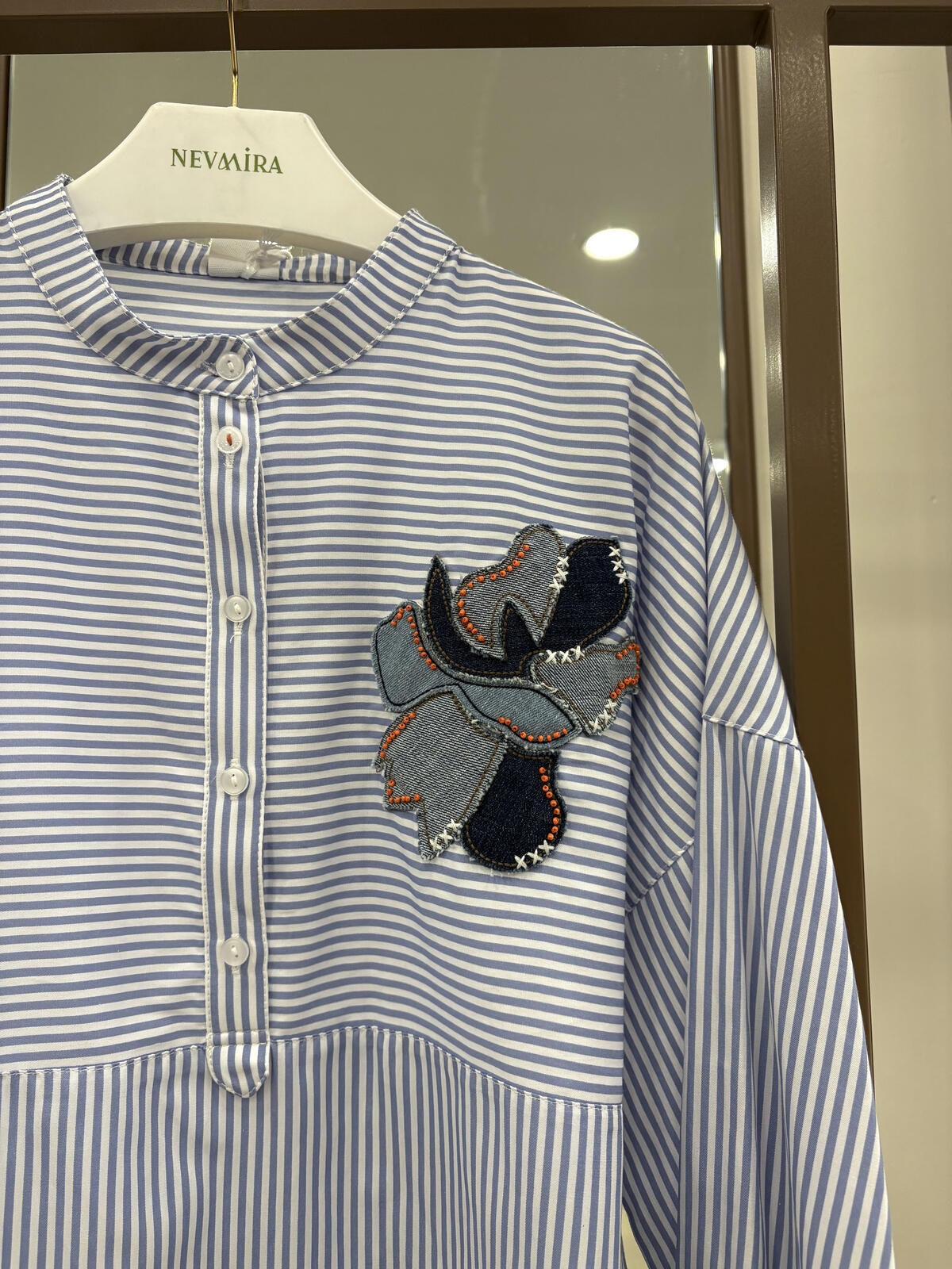 NAKIŞ APLİKELİ ÇİZGİLİ TUNİK