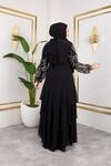 LASELİ ŞİFON KATLI ABAYA