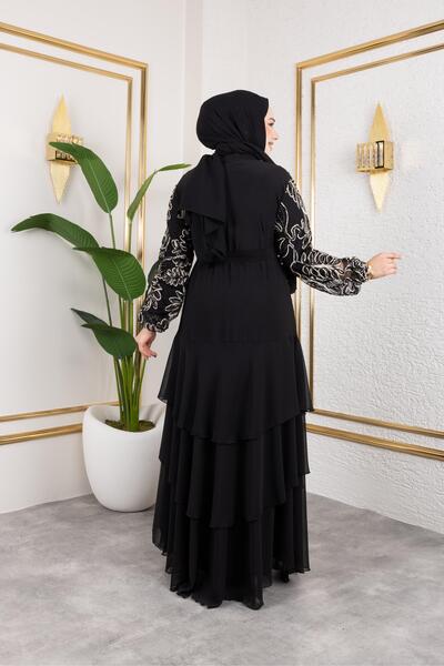 LASELİ ŞİFON KATLI ABAYA