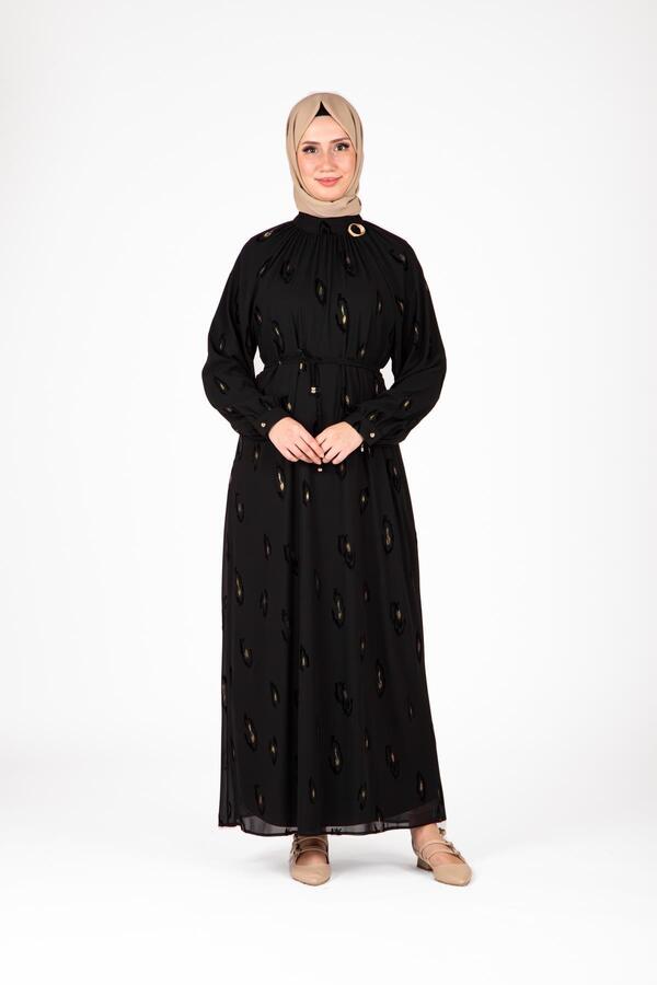 ŞİFON BASKILI ELBİSE