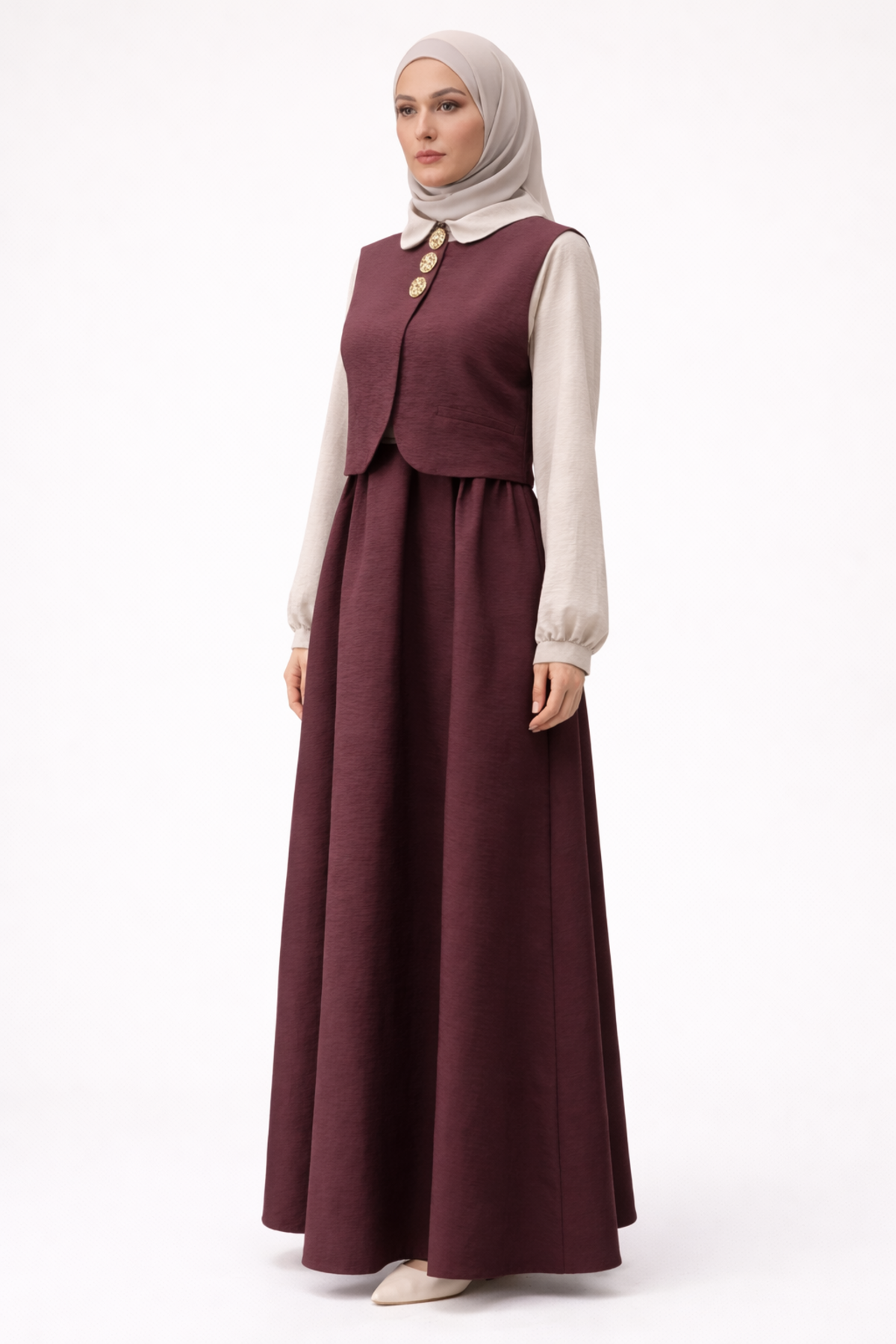 YELEKLİ KLOŞ SERAN ELBİSE