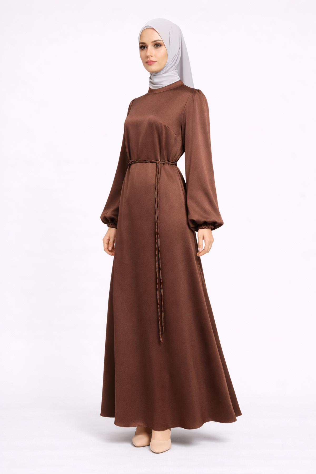 BALON KOL DÜZ ELBİSE