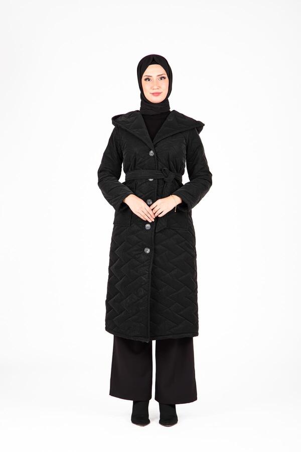 CHEVRON DESEN KAPŞONLU MONT