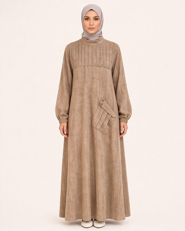 ROBASI PİLELİ CEPLİ ELBİSE