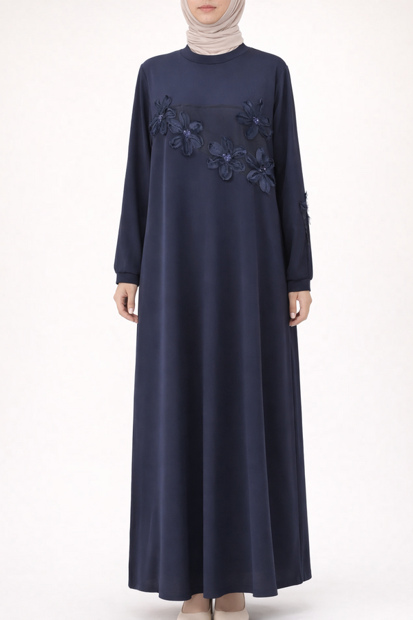 *LAZER KESİM ÇİÇEKLİ ELBİSE