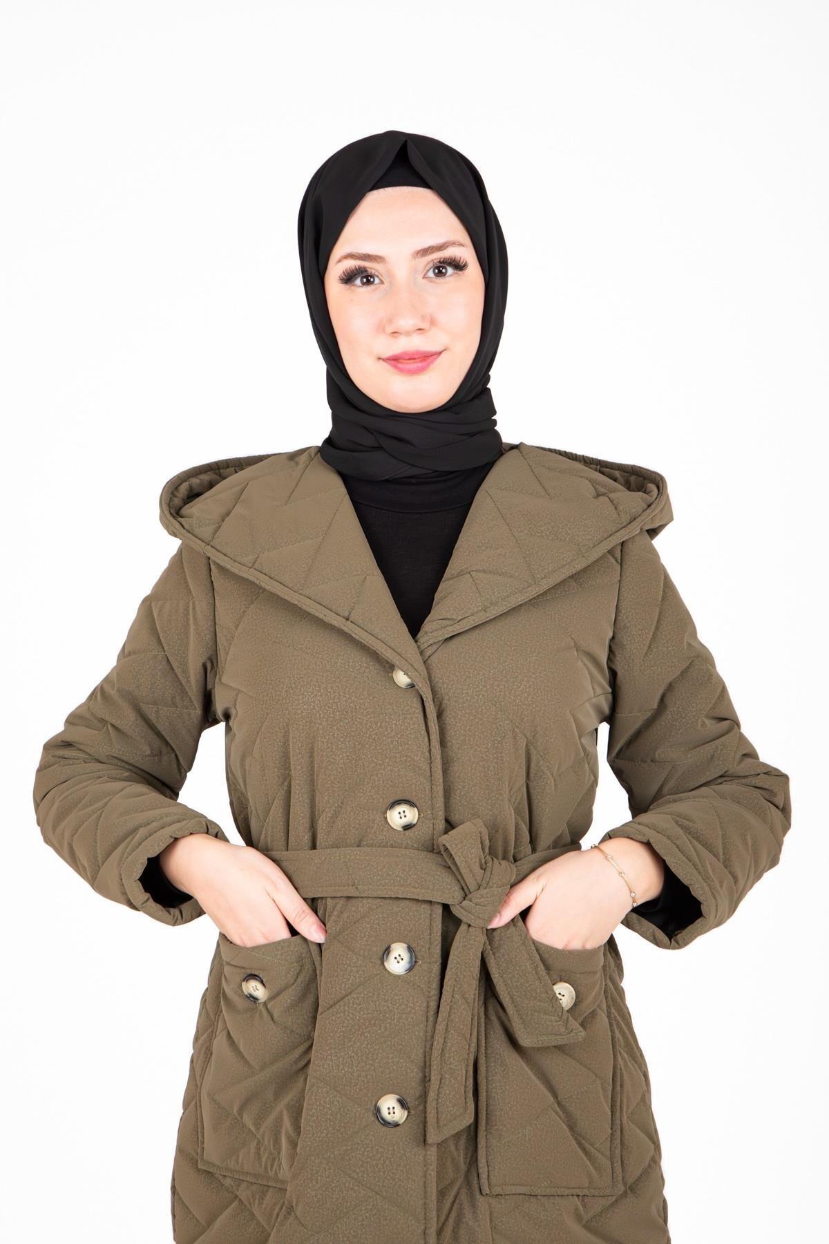 CHEVRON DESEN KAPŞONLU MONT