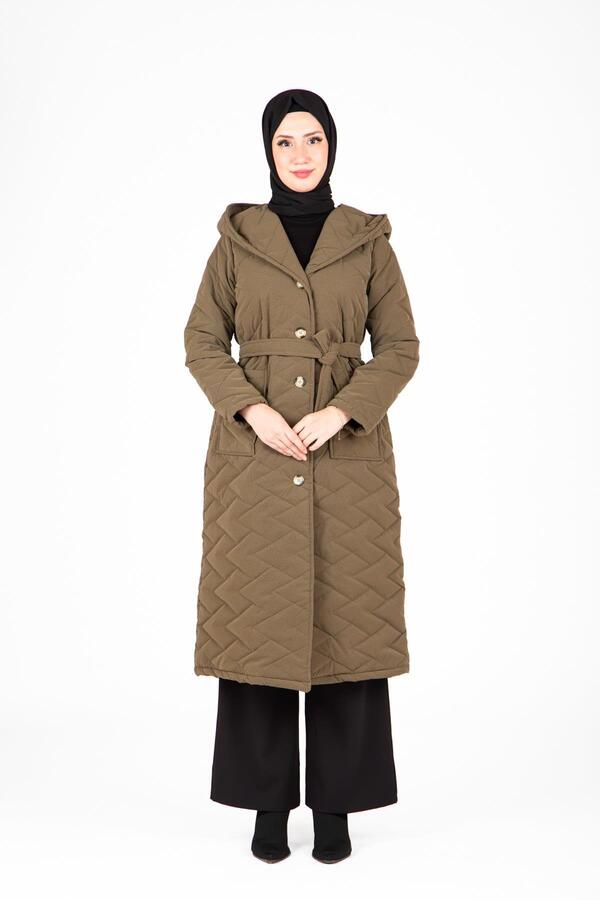 CHEVRON DESEN KAPŞONLU MONT