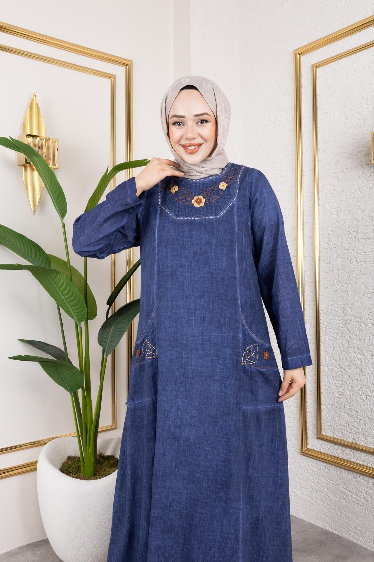 BEŞGEN DİKİŞ DETAYLI ELBİSE
