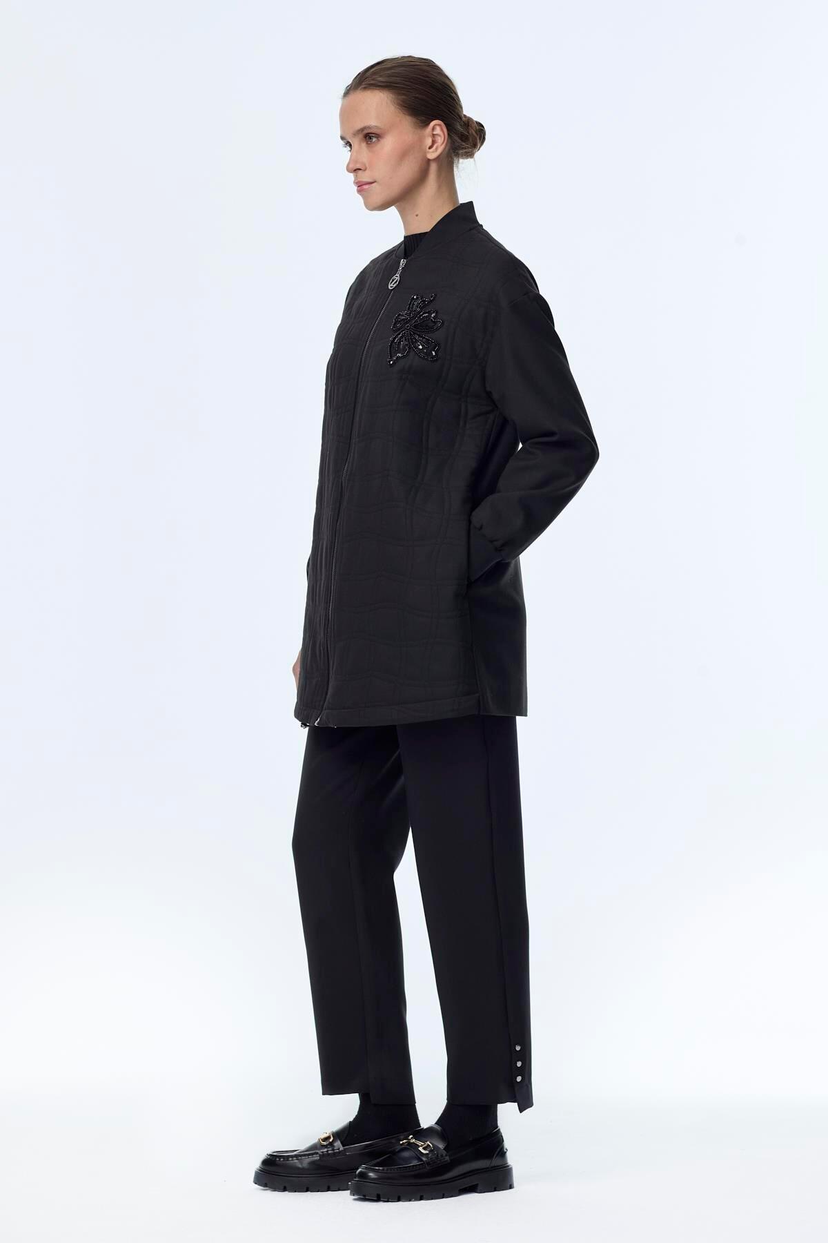 ÇİÇEK İŞLEMELİ RİBANALI CEKET