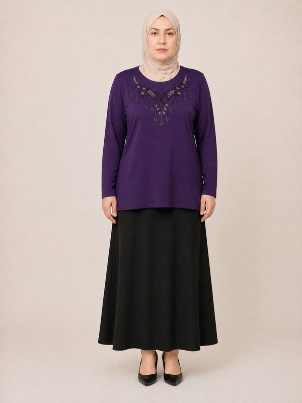 TAŞ VE NAKIŞ İŞLEMELİ BLUZ